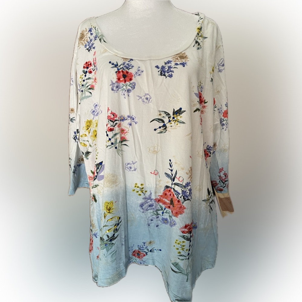 Multicolored Boxy 3/4 Sleeve Blouse